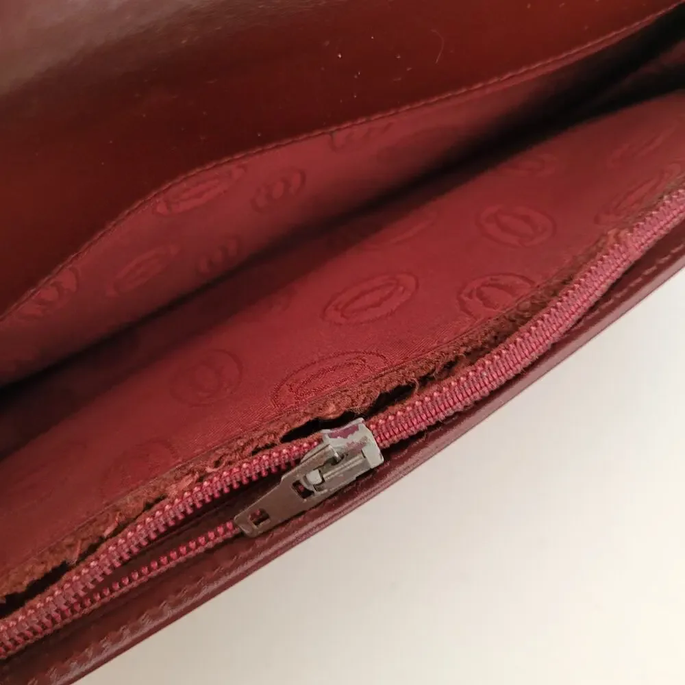 Cartier Vintage Bifold Leather Bordeaux Red Wallet Large Credit Card Bill Slim